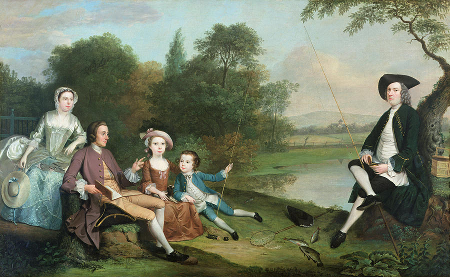 Portrait Photograph - A Family Of Anglers, 1749 Oil On Canvas by Arthur Devis