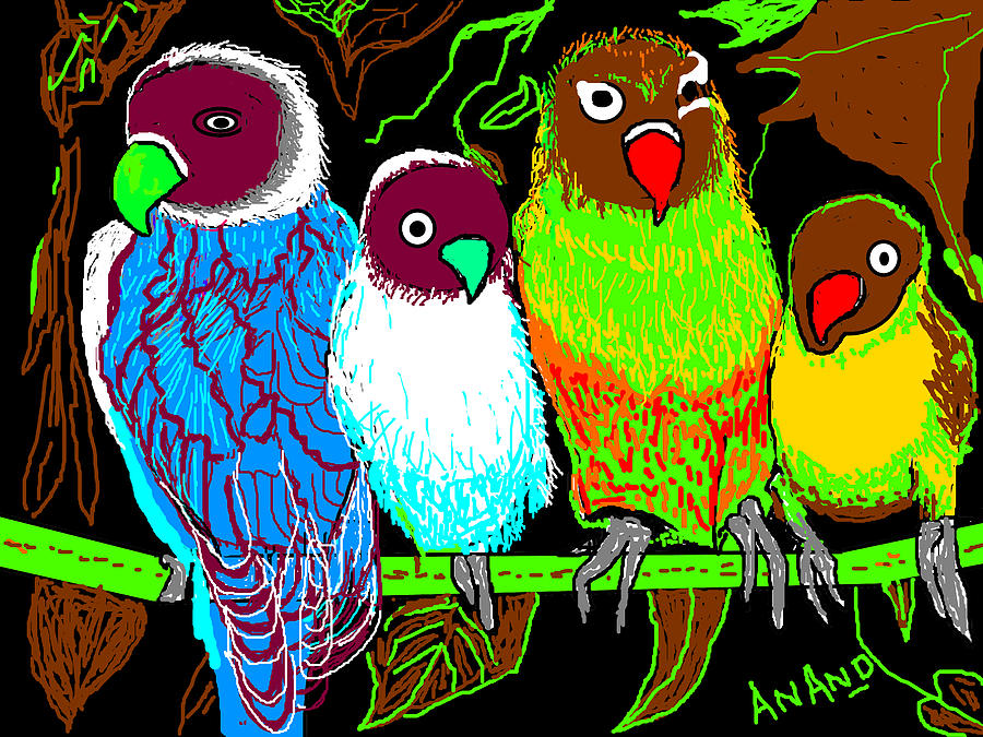 A  Family Of Parrots-7 Digital Art by Anand Swaroop Manchiraju
