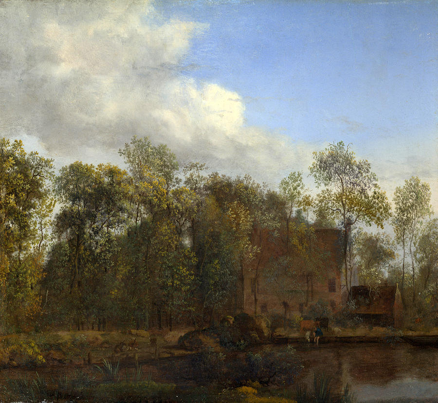 A Farm among Trees Painting by Jan van der Heyden