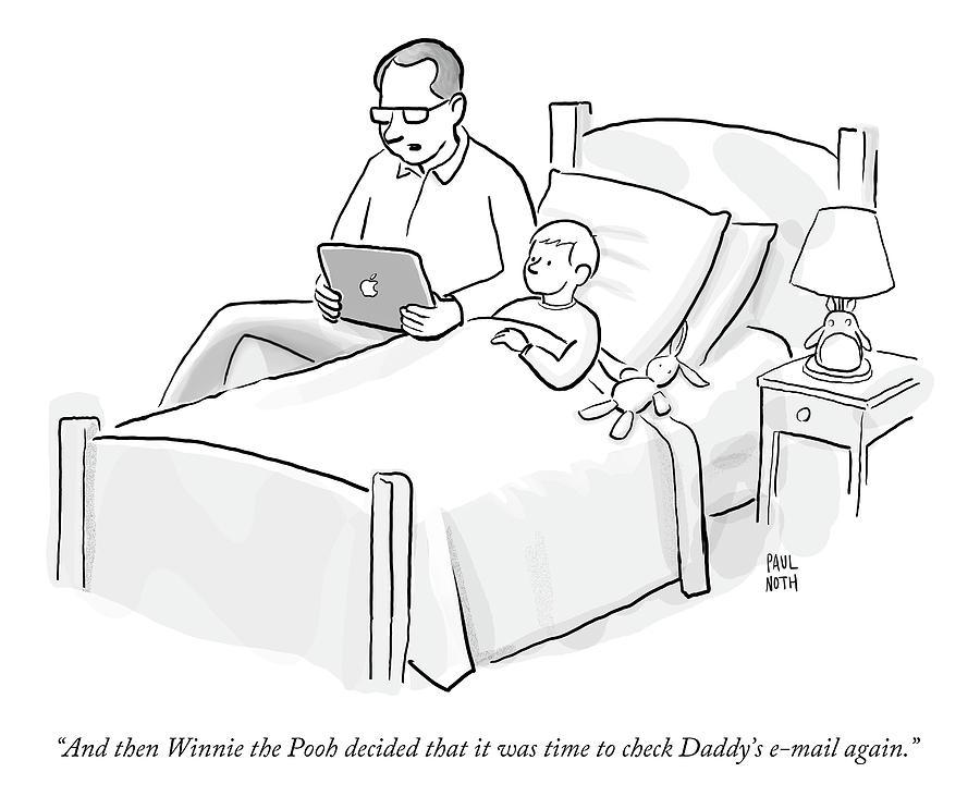 A Father Is Reading His Son A Bedtime Story Drawing by Paul Noth