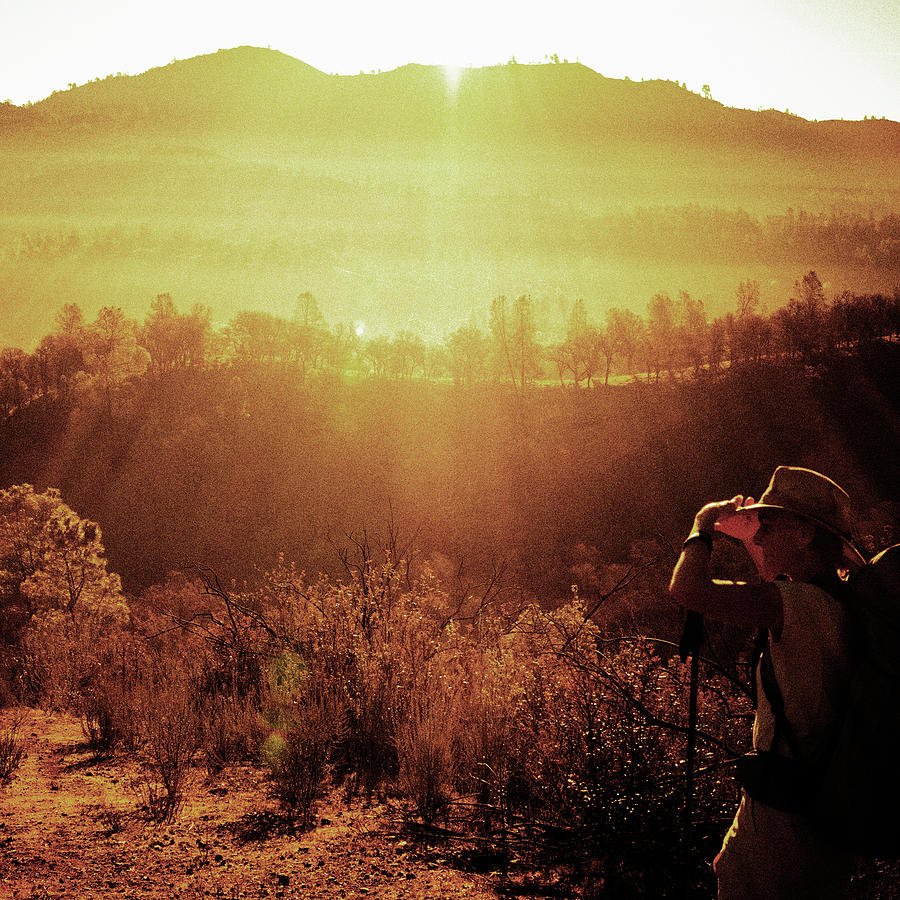 Sunset Photograph - A Female Backpacker In Henry W. Coe by Ron Koeberer