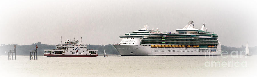 A Ferry A Ship And Some Yachts Photograph by Linsey Williams