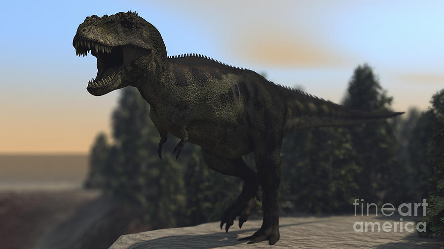 A Fierce Tyrannosaurus Rex Roaring Digital Art
