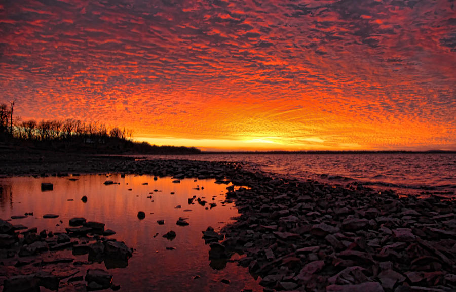 Sunset Photograph - A Fiery Skys Reflection by Carolyn Fletcher