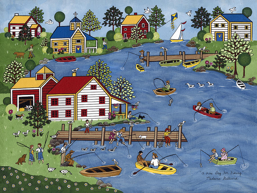 Fishing Painting - A Fine Day For Fishing by Medana Gabbard