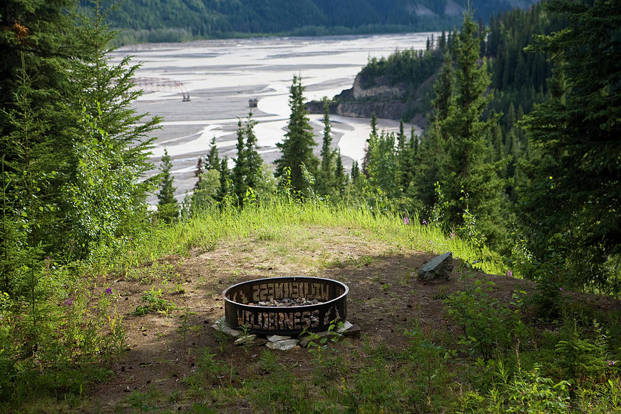 Nature Photograph - A Fire Pit, At A Wilderness Lodge by Whit Richardson