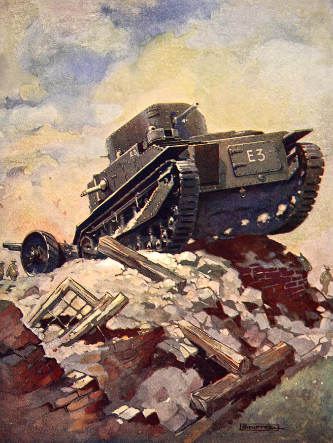 A First World War Tank Drawing By J Allen Shuffrey