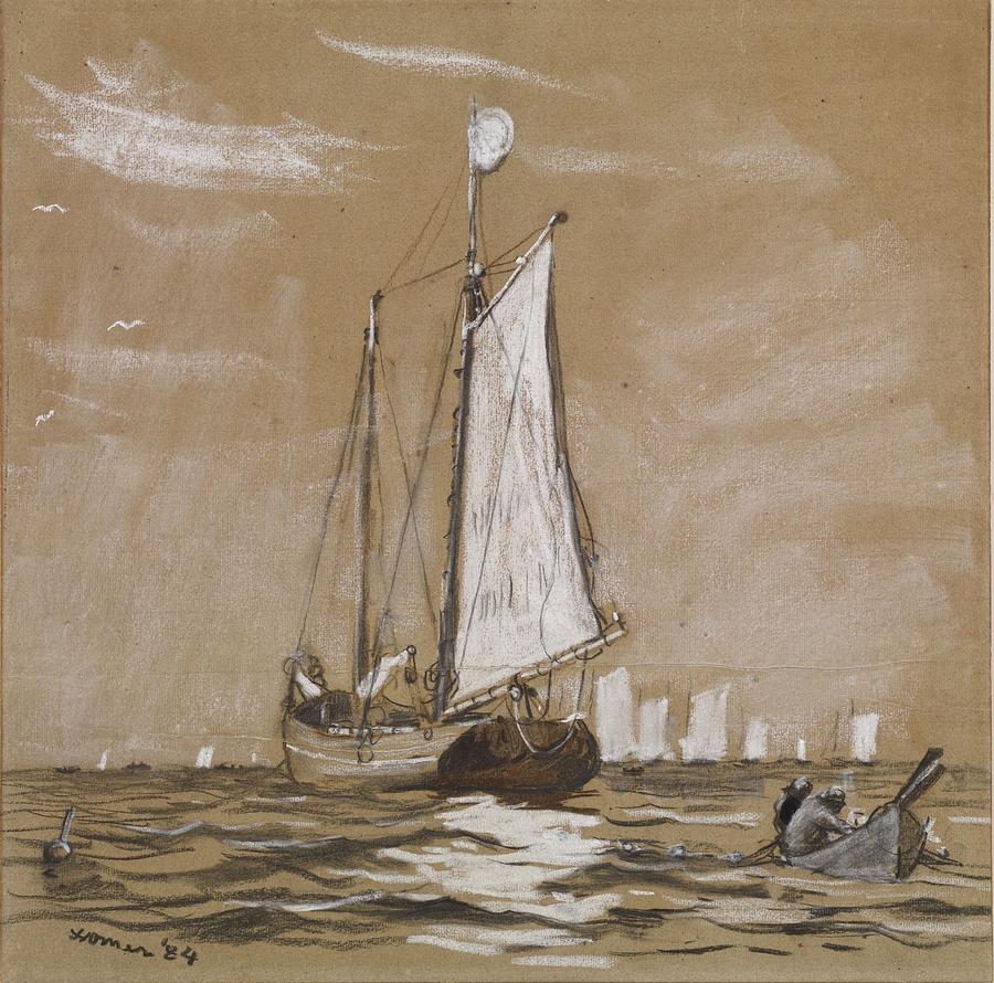 Winslow Homer Painting - A Fishing Schooner by    