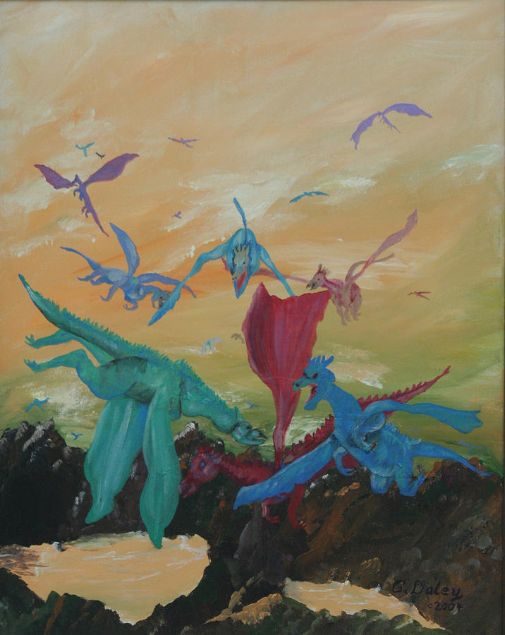 A Flight of Dragons Painting by Gail Daley