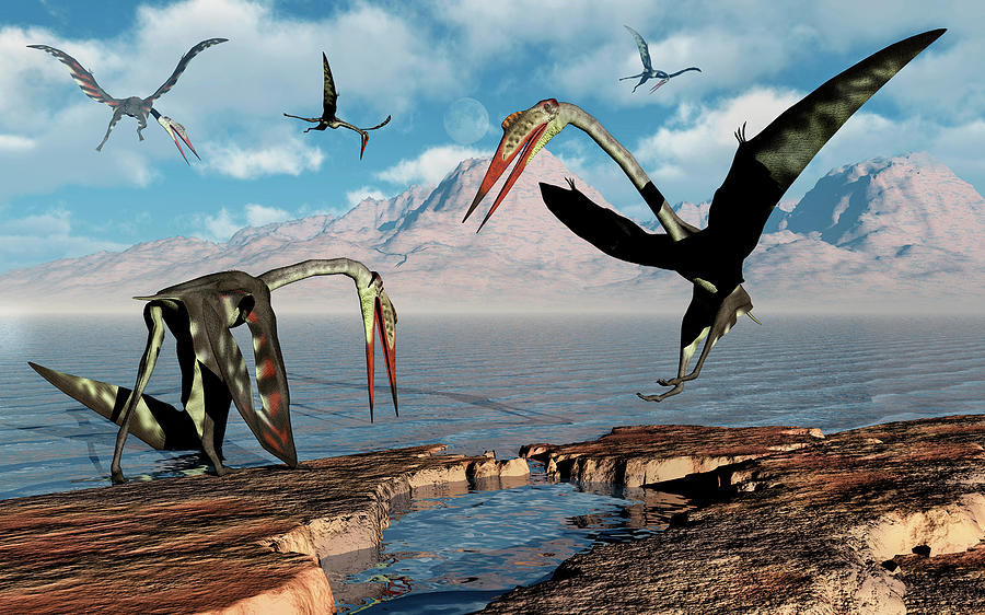A Flock Of Quetzalcoatlus During Earths Photograph by Mark Stevenson