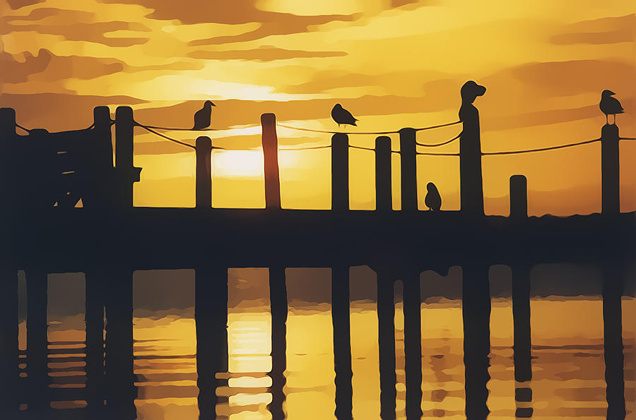 A Flock of Seagulls Digital Art by Roy Pedersen