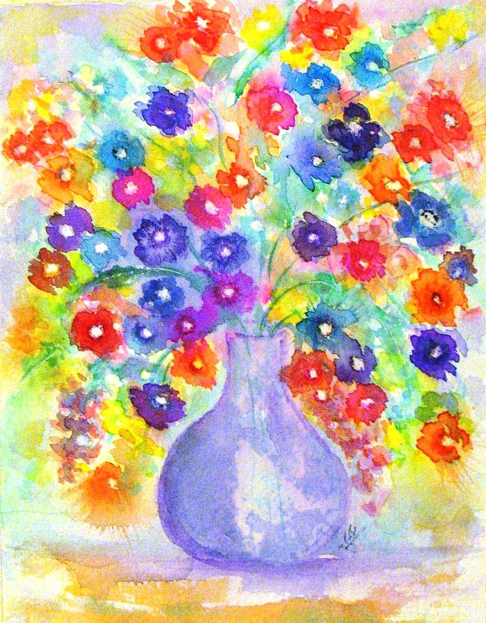 A Floral Rainbow Painting by Hazel Holland