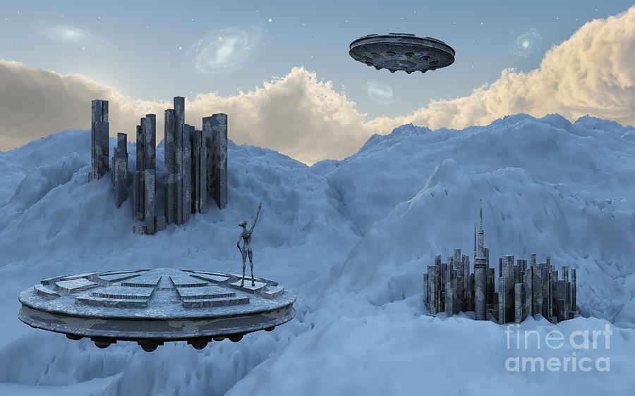 A Flying Saucer Returns To Its Home Digital Art