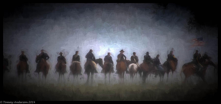 Gettysburg National Park Digital Art - A foggy gettysburg morning - Oil by Tommy Anderson