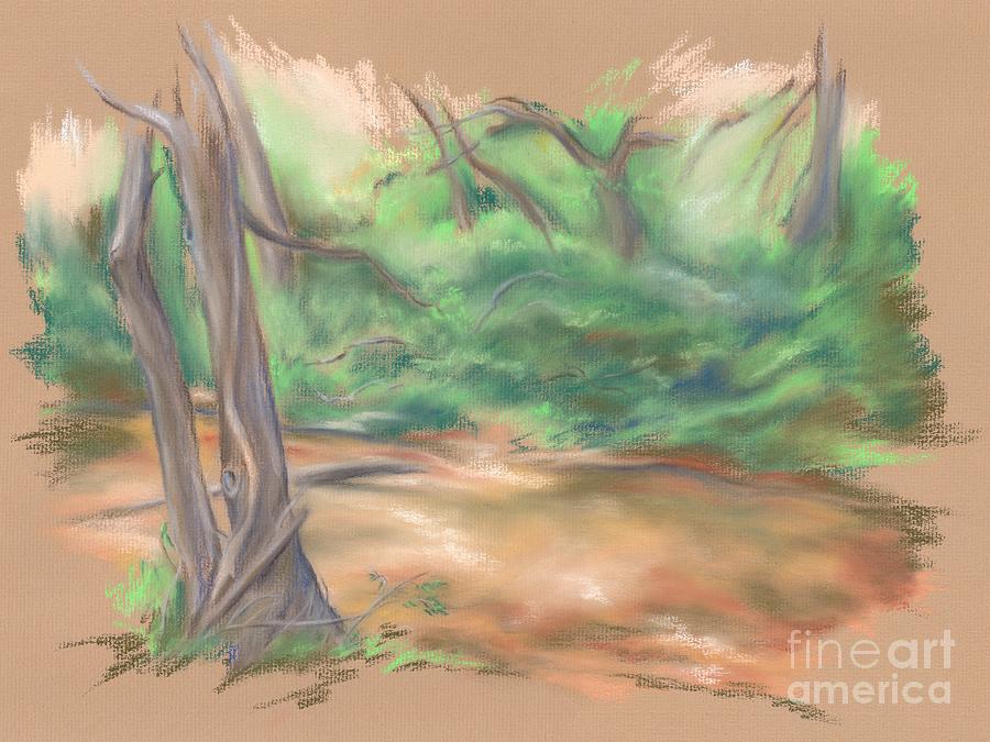 A Forest Brook Pastel by MM Anderson