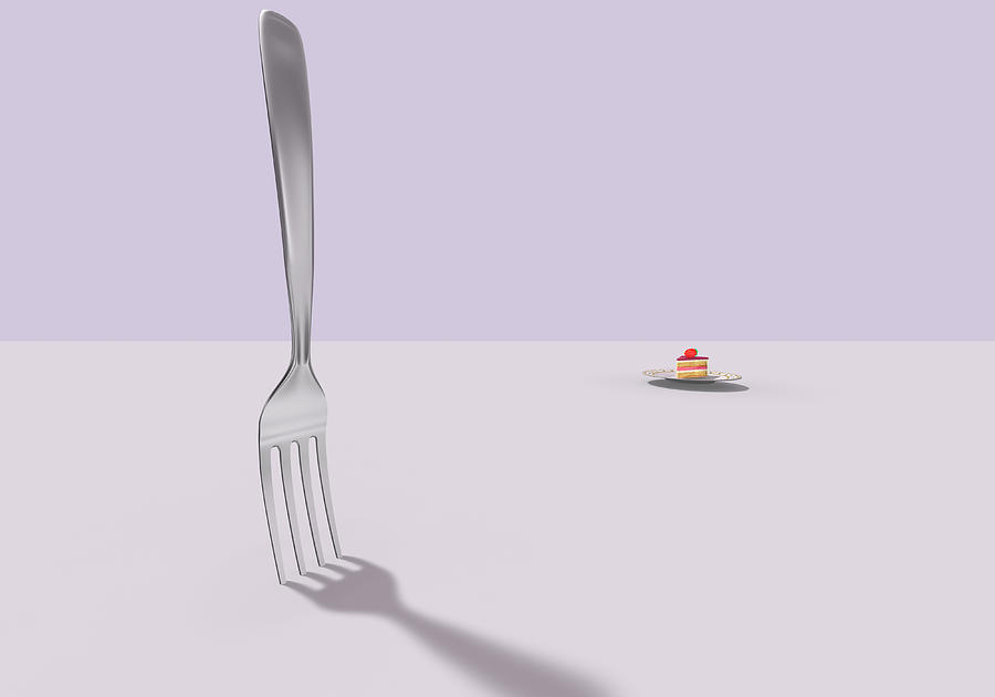 A Fork And A Cake Digital Art by Yagi Studio