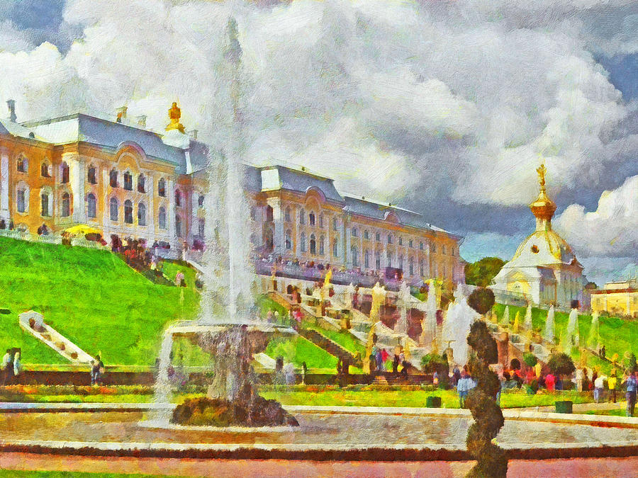 A Fountain at Peterhof Digital Art by Digital Photographic Arts