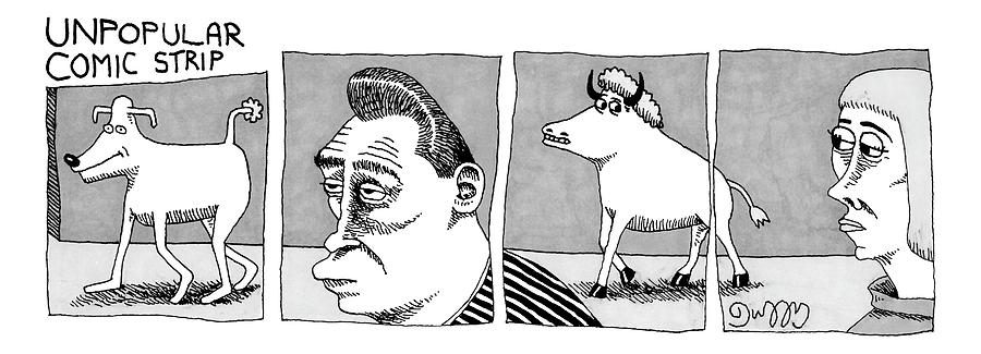 A Four-paneled Comic Strip With A  Person Facing Drawing by J.C.  Duffy