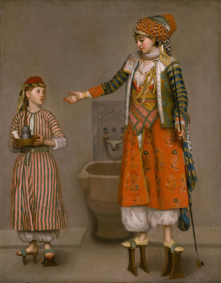 Jean Etienne Liotard Painting - A Frankish Woman and Her Servant by Jean Etienne Liotard