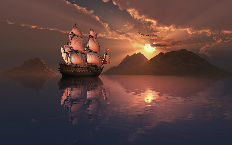 A French Galleon Sailing In Calm Waters Photograph by Mark Stevenson - Fine  Art America