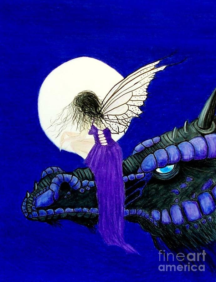 A friend to share the moonlight Drawing by Peggy Miller