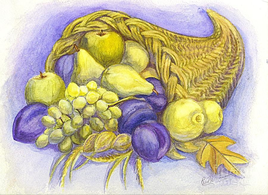 Vegetable Painting - A Fruitful Horn of Plenty by Carol Wisniewski