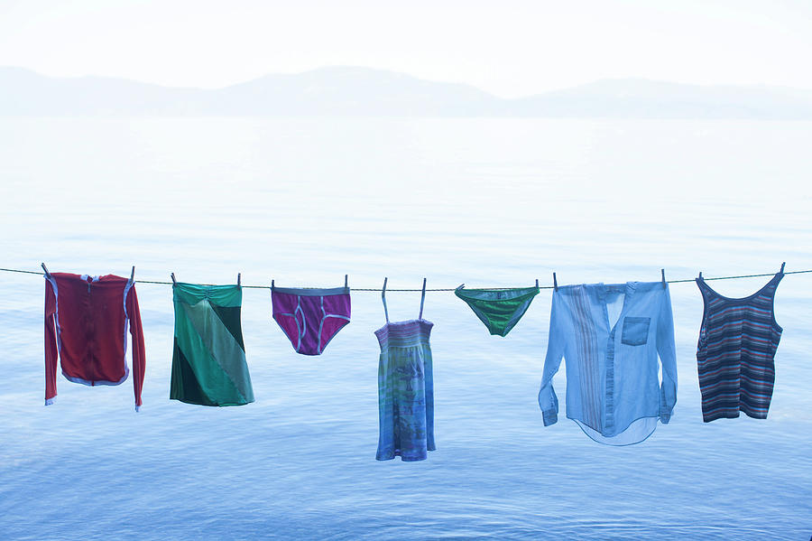 A Full Clothesline Hanging Photograph by Woods Wheatcroft