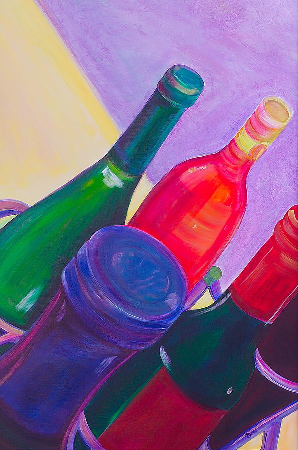Wine Painting - A Full Rack by Debi Starr