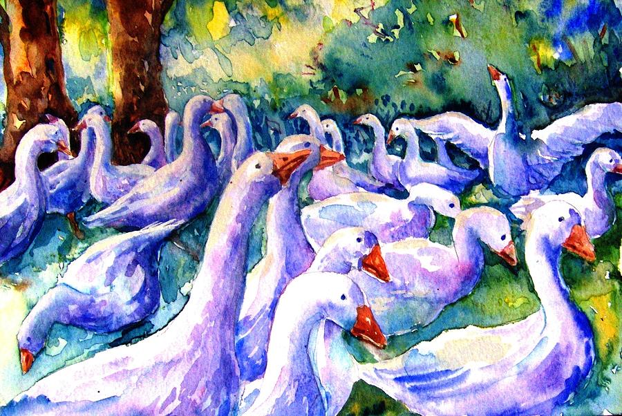 A Gaggle of Geese Painting by Trudi Doyle