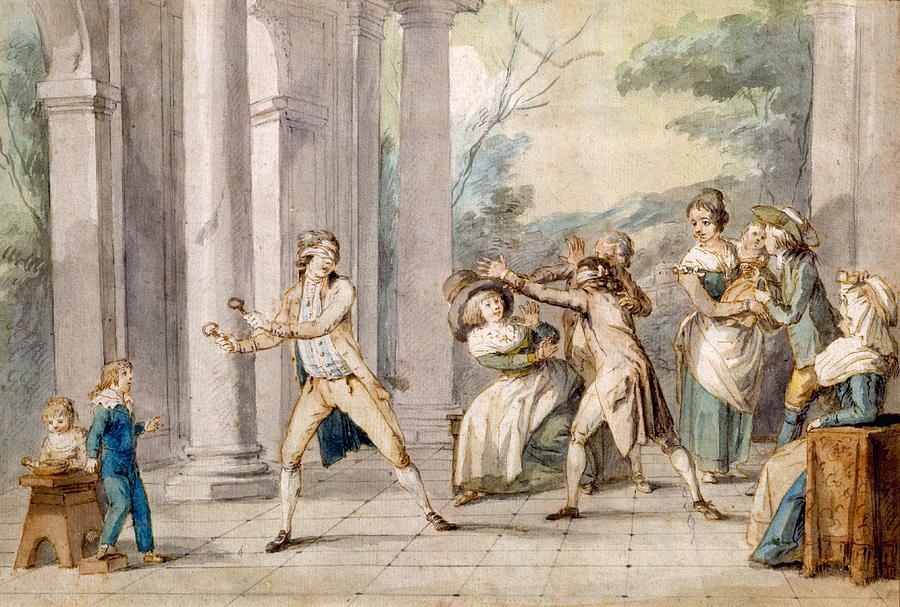 Game Drawing - A Game Of Blind Mans Buff, C.late C18th by George Morland