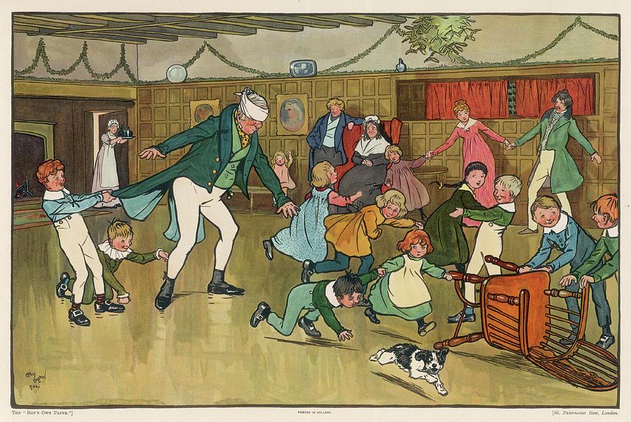 Christmas Drawing - A Game Of Blind Mans Buff (or Bluff) by Mary Evans Picture Library