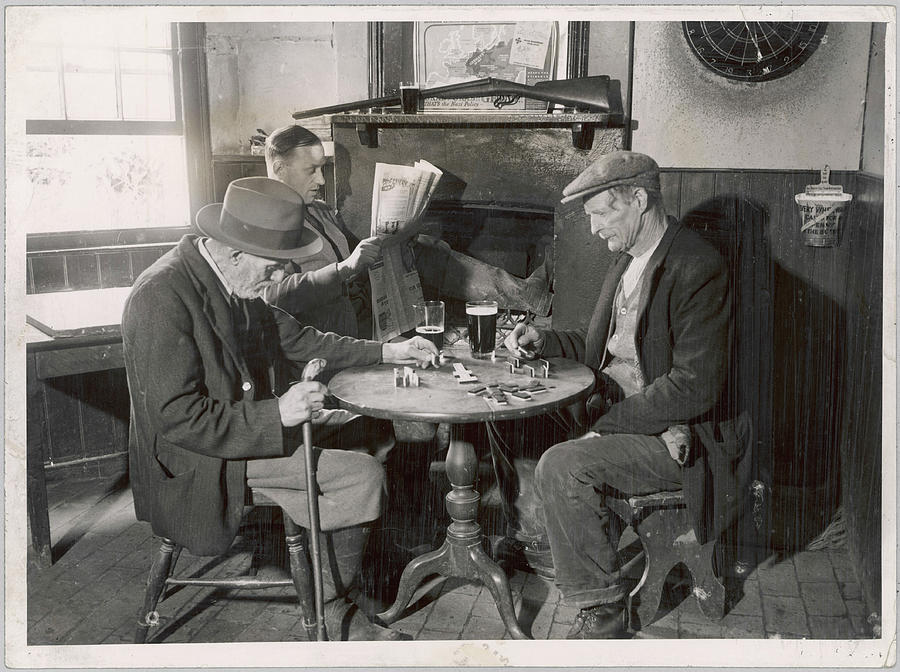 Pub Photograph - A Game Of Dominoes In An English by Mary Evans Picture Library