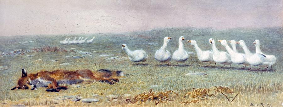 A Game Of Fox And Geese, 1868 Drawing by Briton Riviere