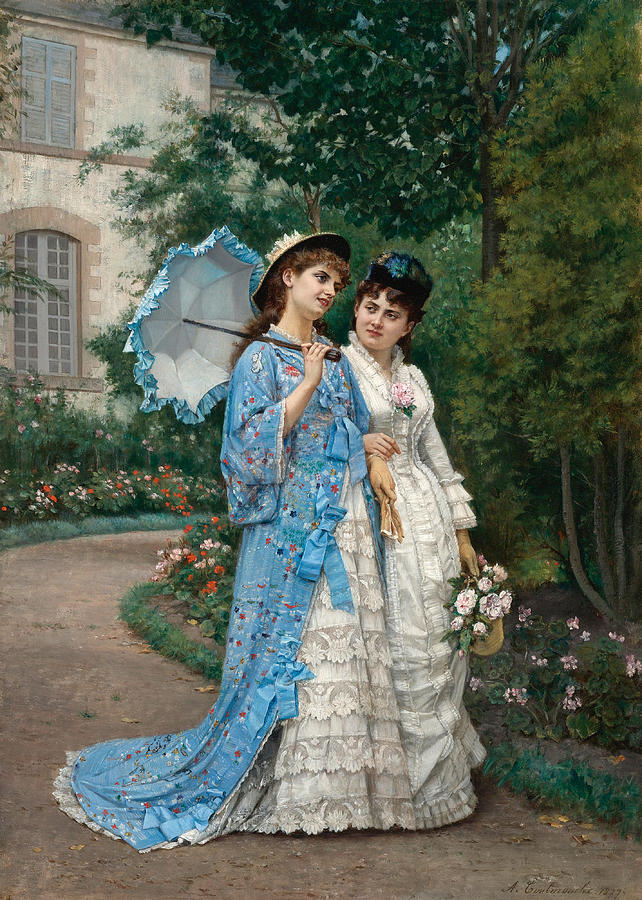 A Garden Stroll Painting by Auguste Toulmouche
