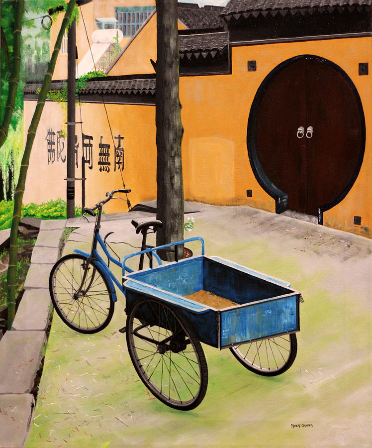 Bicycle Painting - A Gardeners Bike at Suzhou  by Robert Crooker