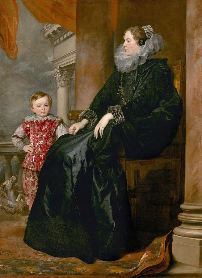 A Genoese Noblewoman and her Son Painting by Anthony van Dyck