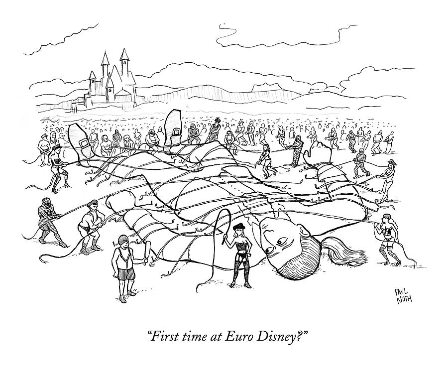 A Giant Man Is Tied Down By Many Men And Women Drawing by Paul Noth