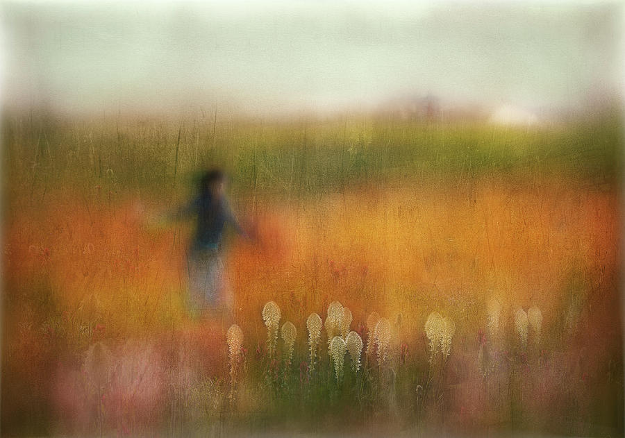 Flower Photograph - A Girl And Bear Grass by Shenshen Dou