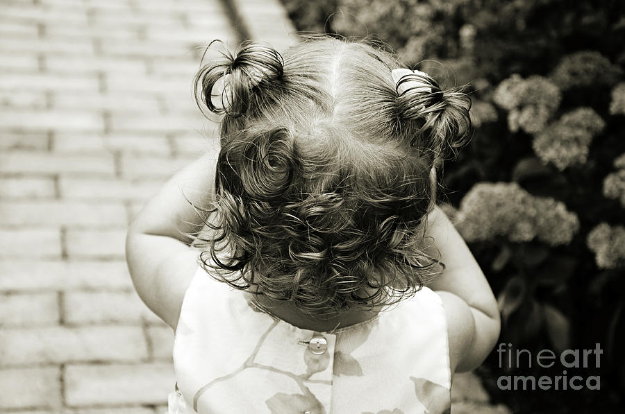 Black And White Photograph - A Girl And Her Curls by Andee Design