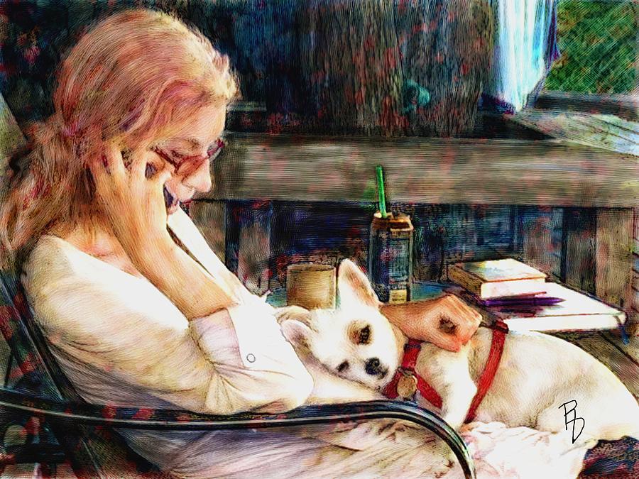 A Girl and Her Dog Digital Art by Ric Darrell