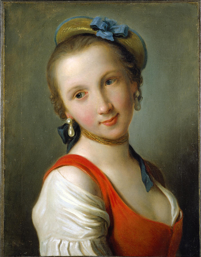 A Girl in a Red Dress Painting by Pietro Rotari