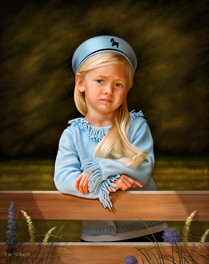 A Girl In Blue Painting by Tom Schmidt