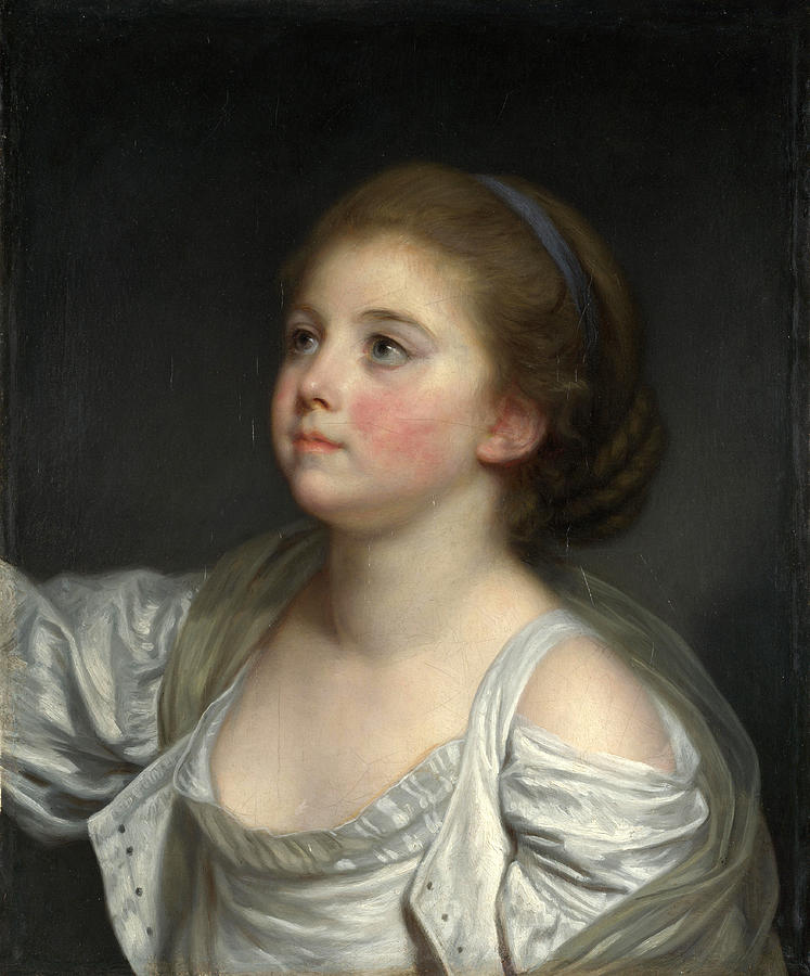 A Girl Painting by Jean-Baptiste Greuze