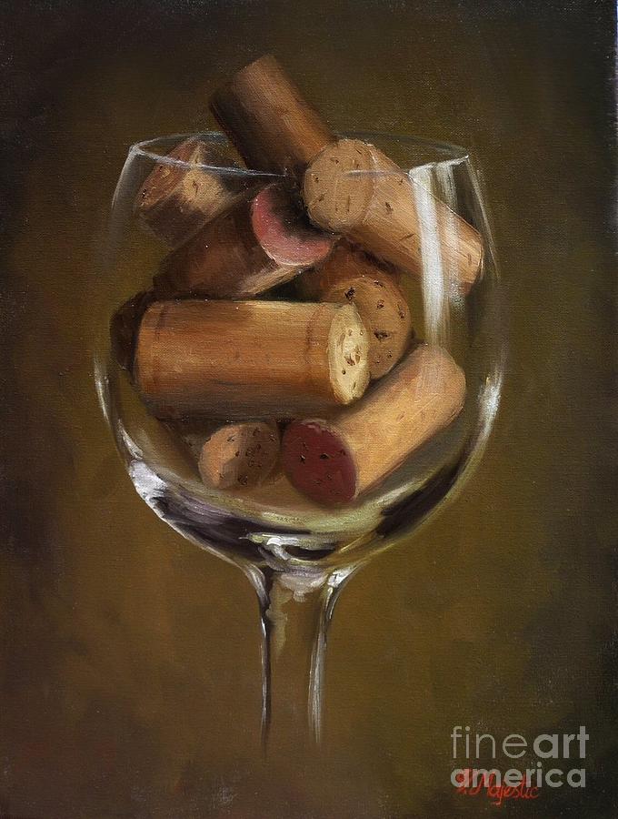 Wine Painting - A Glass of Cork by Viktoria K Majestic