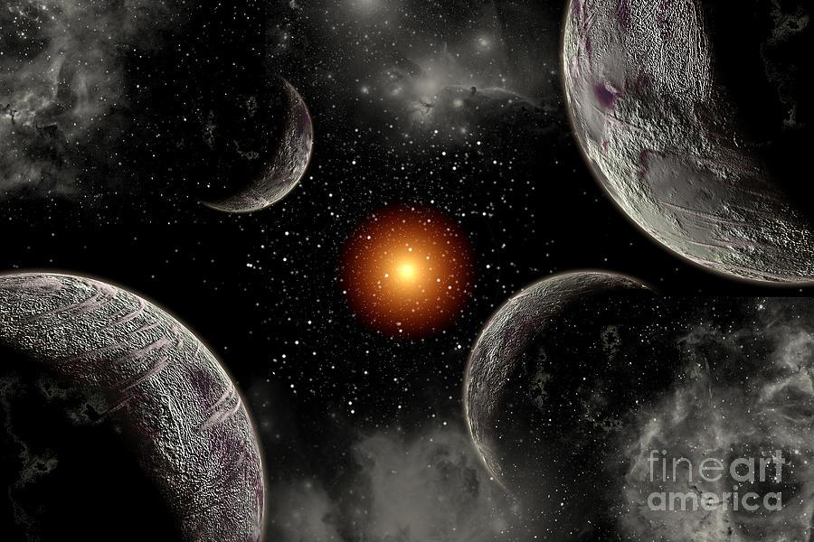 A Globular Star Cluster With A Red Digital Art