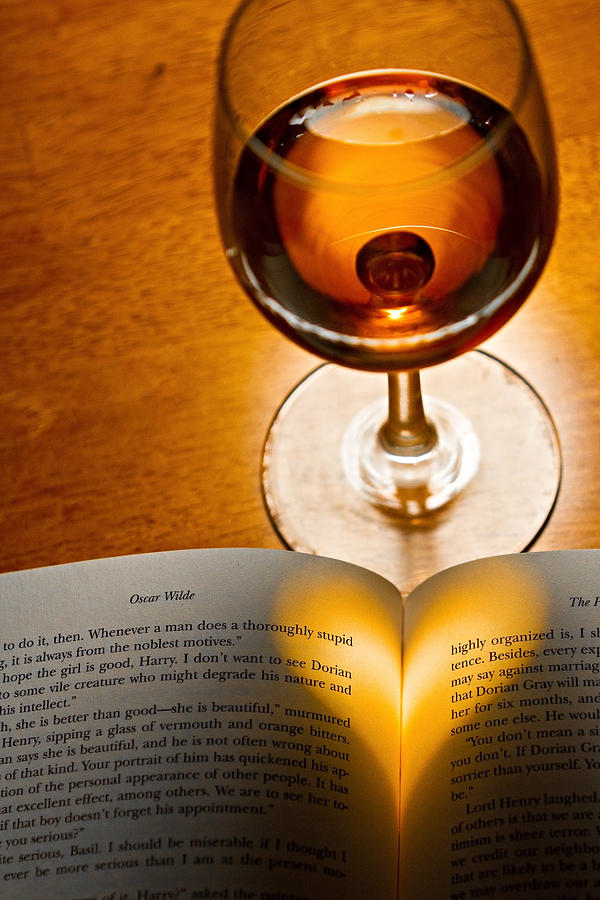 A Good Book And A Glass Of Wine Photograph
