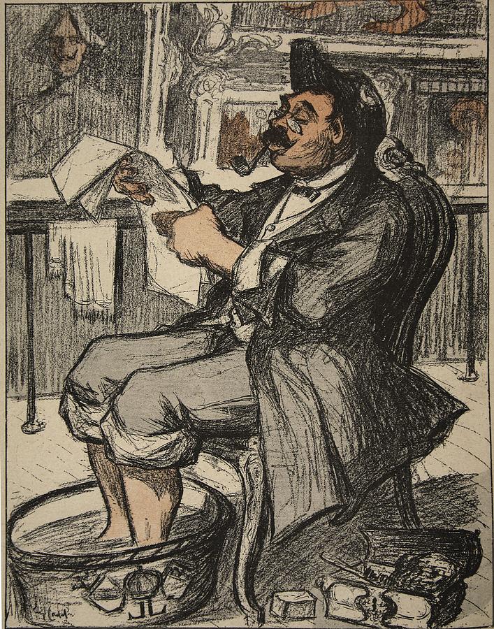 Pipe Drawing - A Government Official Reading by Eugene Cadel