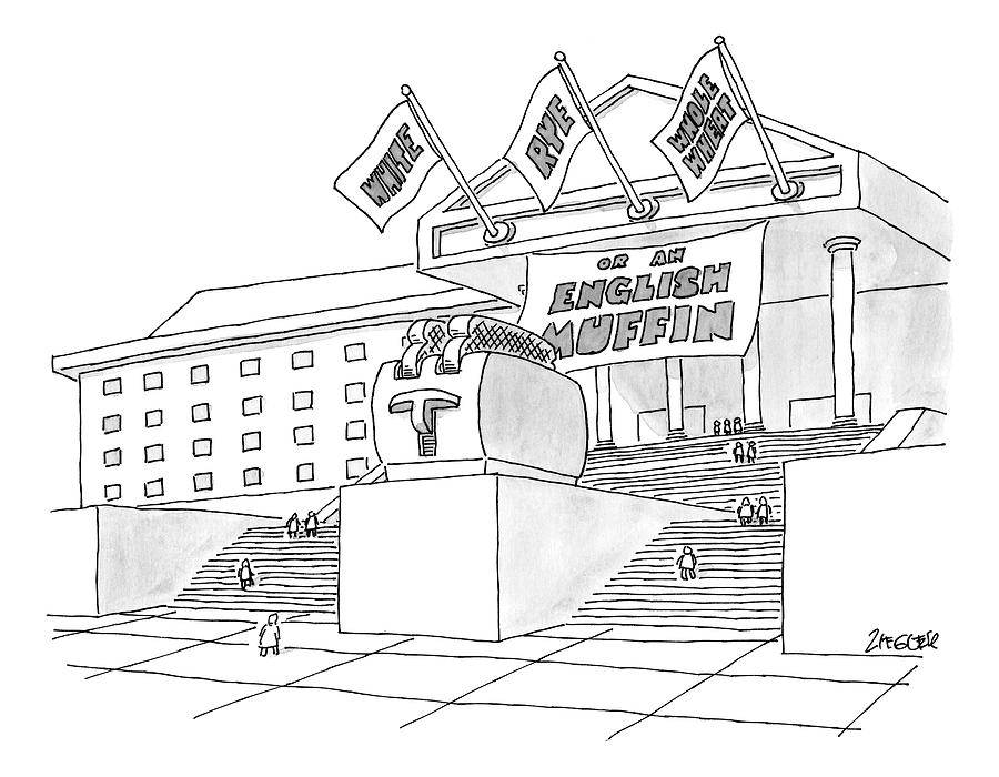 A Grand Institution With A Large Toaster Statue Drawing by Jack Ziegler