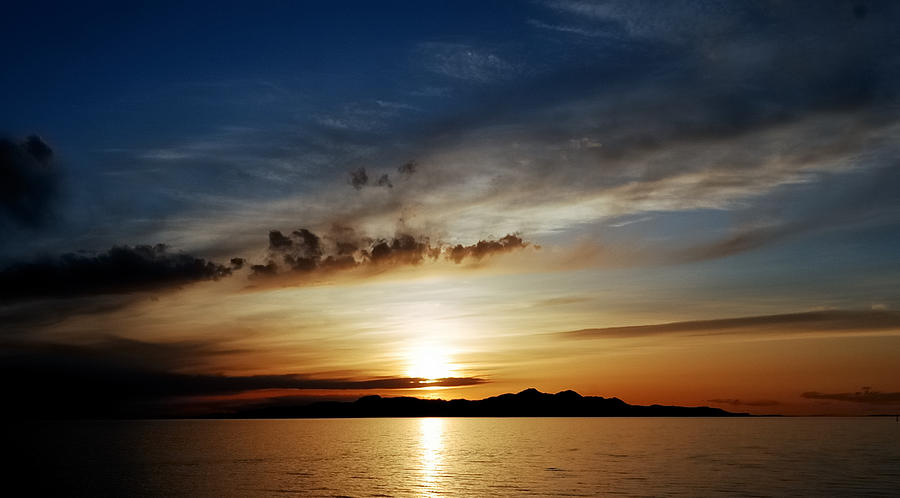 Mountain Photograph - A Great Salt Lake Sunset by Steven Milner