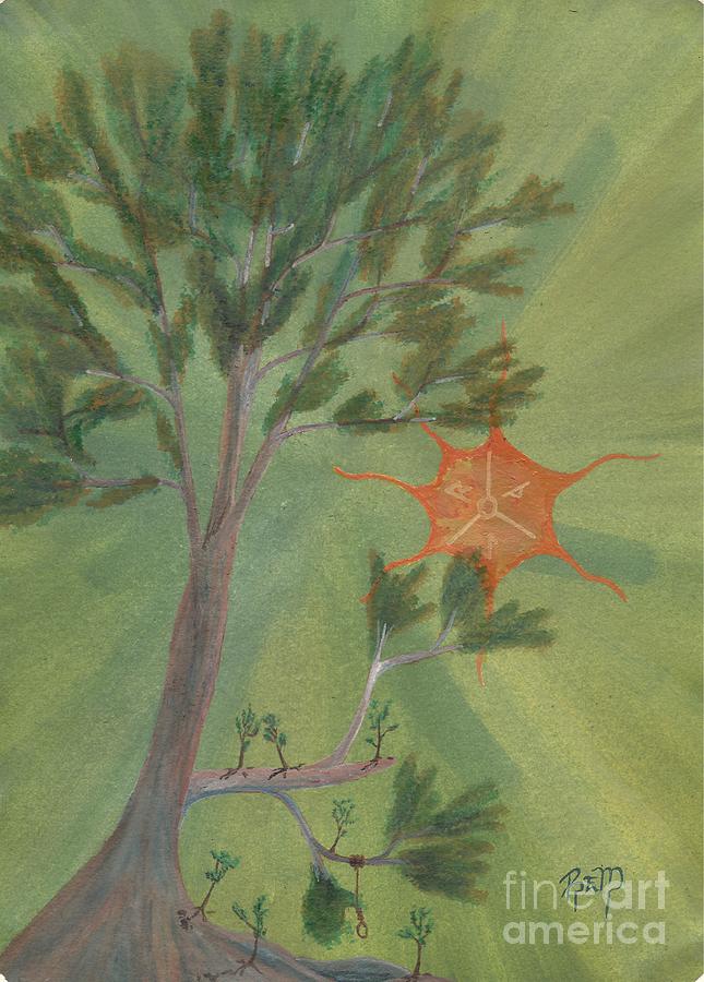 Watercolor Painting - A Great Tree Grows by Robert Meszaros